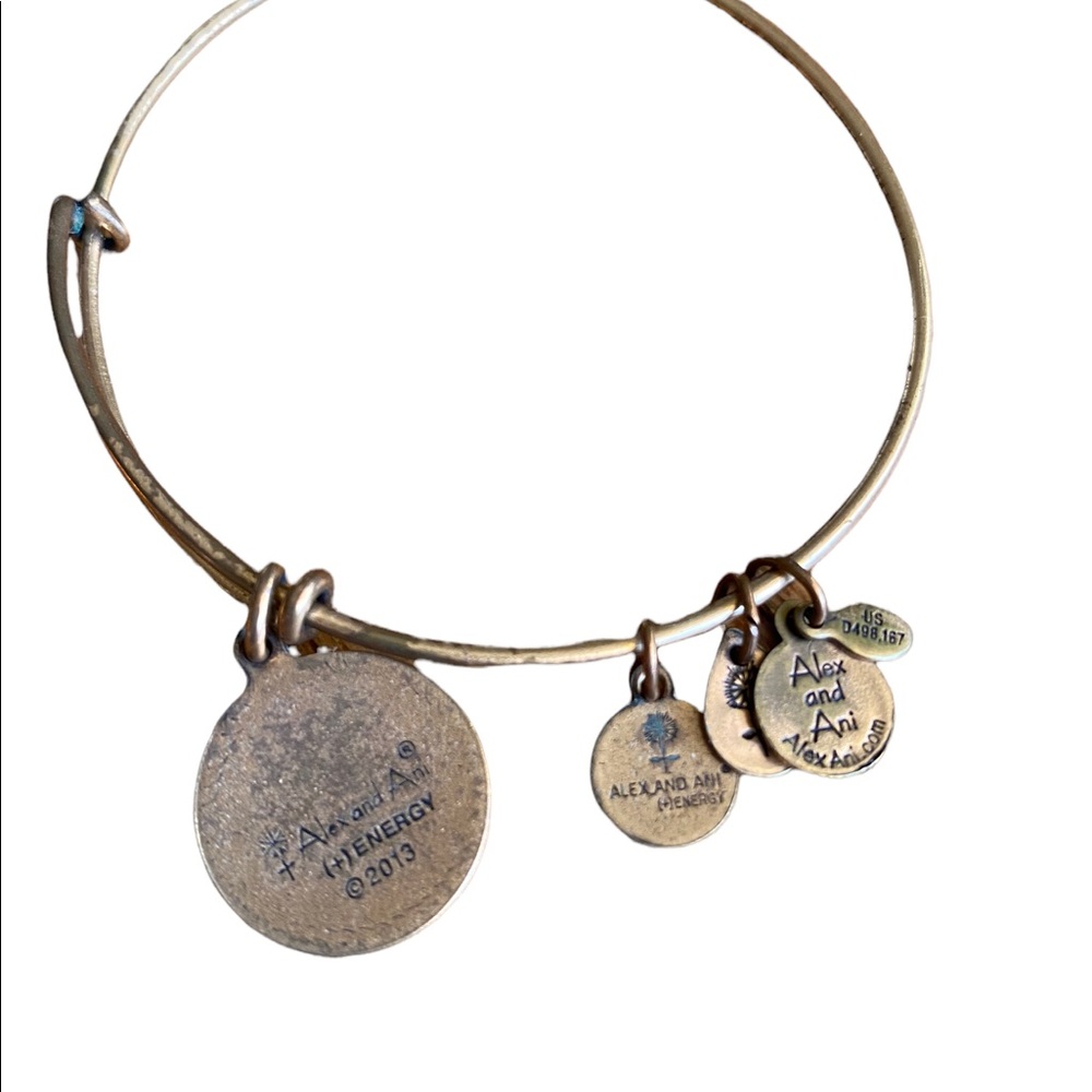 Alex and Ani Bangle 3 Small Charms 1 Large Om Symple - Picture 3 of 3